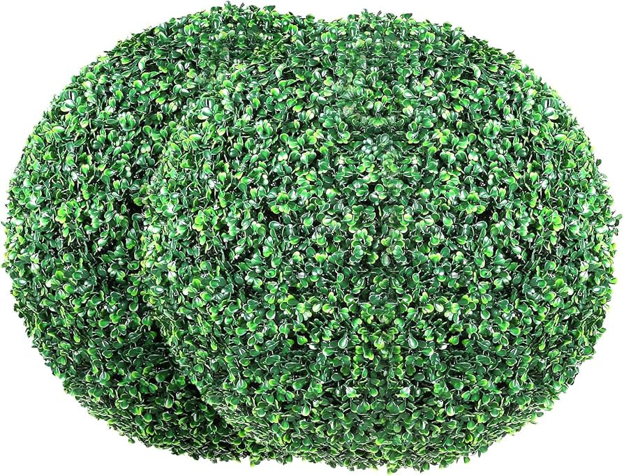 VEVOR 2 Pcs 20” Artificial Plant Topiary Ball, Faux Boxwood Balls with 2 LED Light String, All-... | Amazon (US)