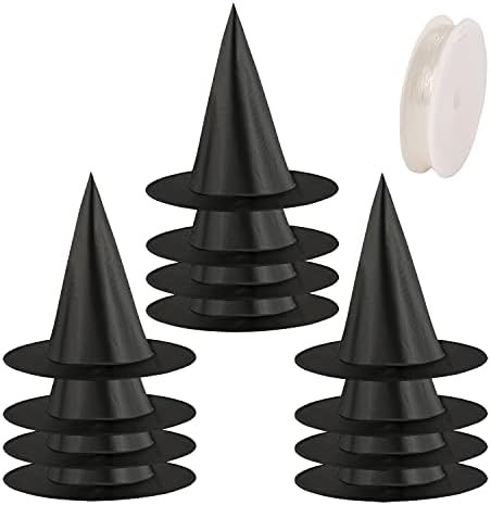12 Pcs Halloween Black Witch Hat Halloween Costume Accessory Halloween Cosplay Favors with Hanging R | Amazon (US)