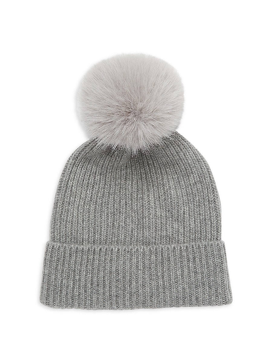 Saks Fifth Avenue Women's Faux Fur Pom Pom Cashmere Beanie - Grey | Saks Fifth Avenue OFF 5TH