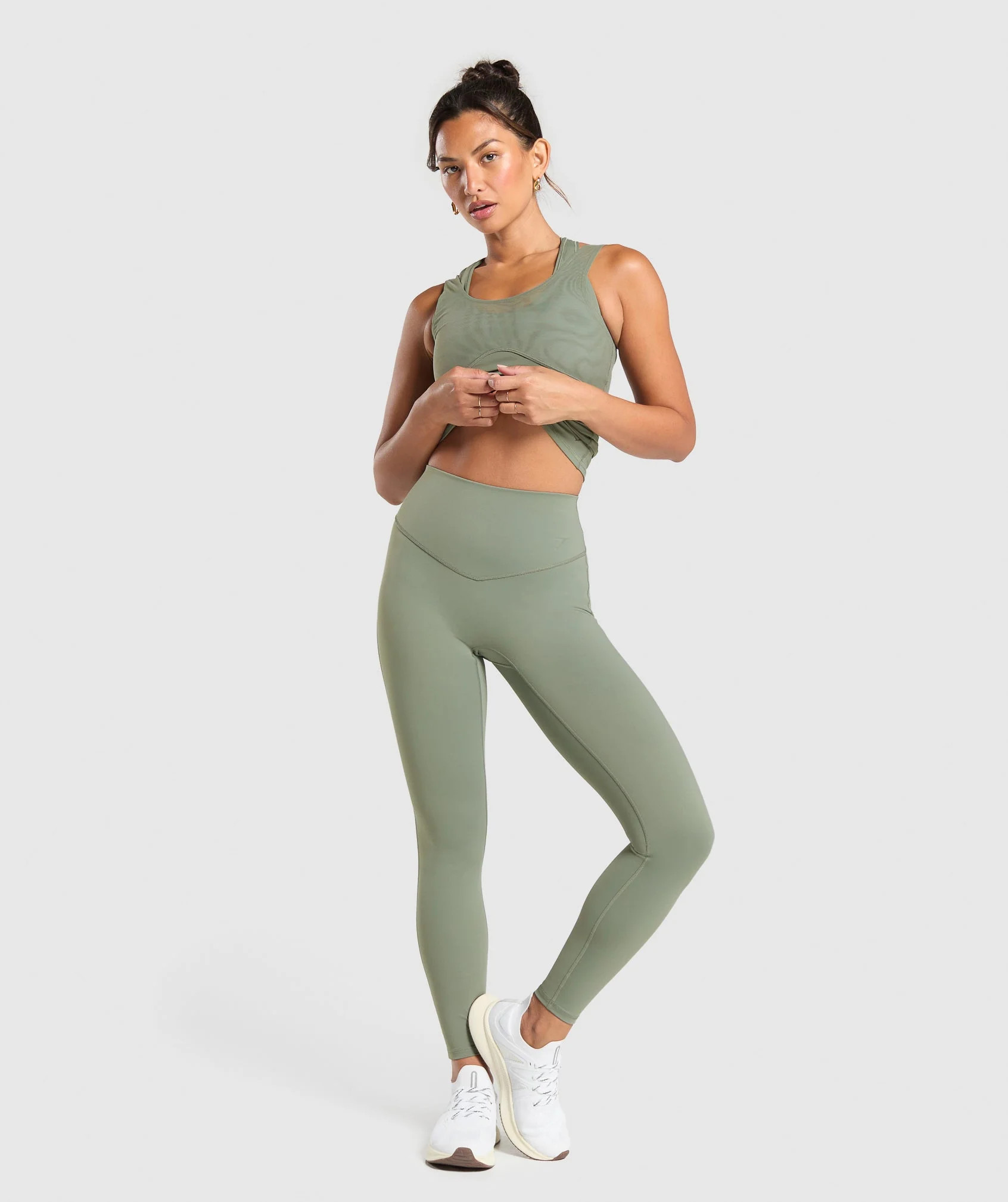 Gymshark Elevate Tank With Shelf - Unit Green | Gymshark US
