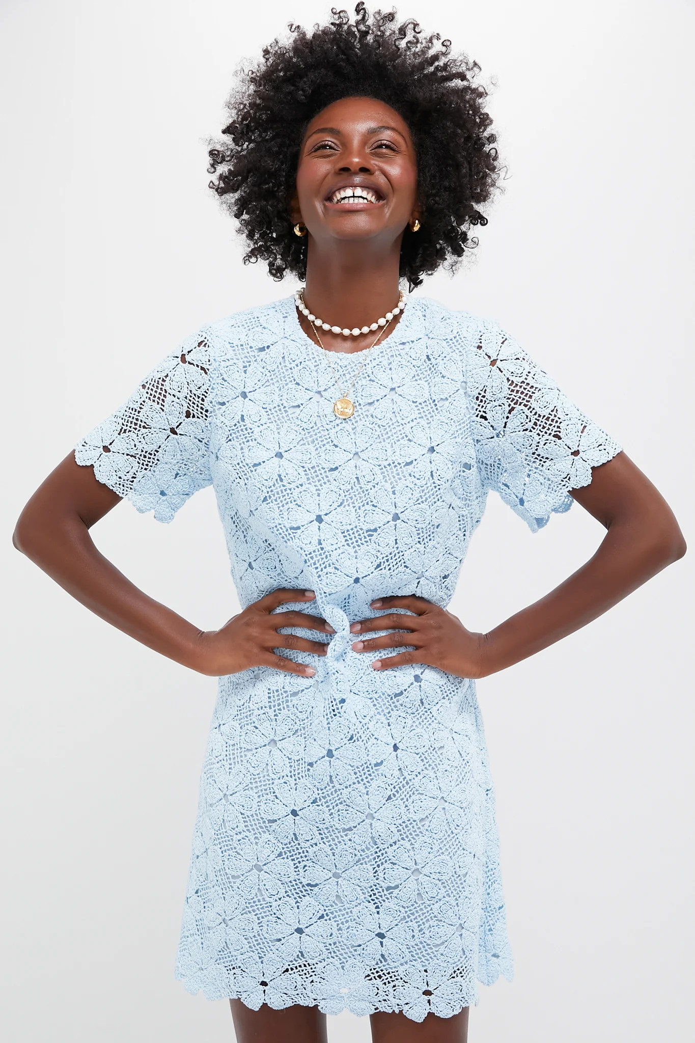 Light Blue Crochet Belclaire Dress, Crochet Dresses, Vacation Look, Amazon Fashion, Amazon Prime,  | Tuckernuck (US)