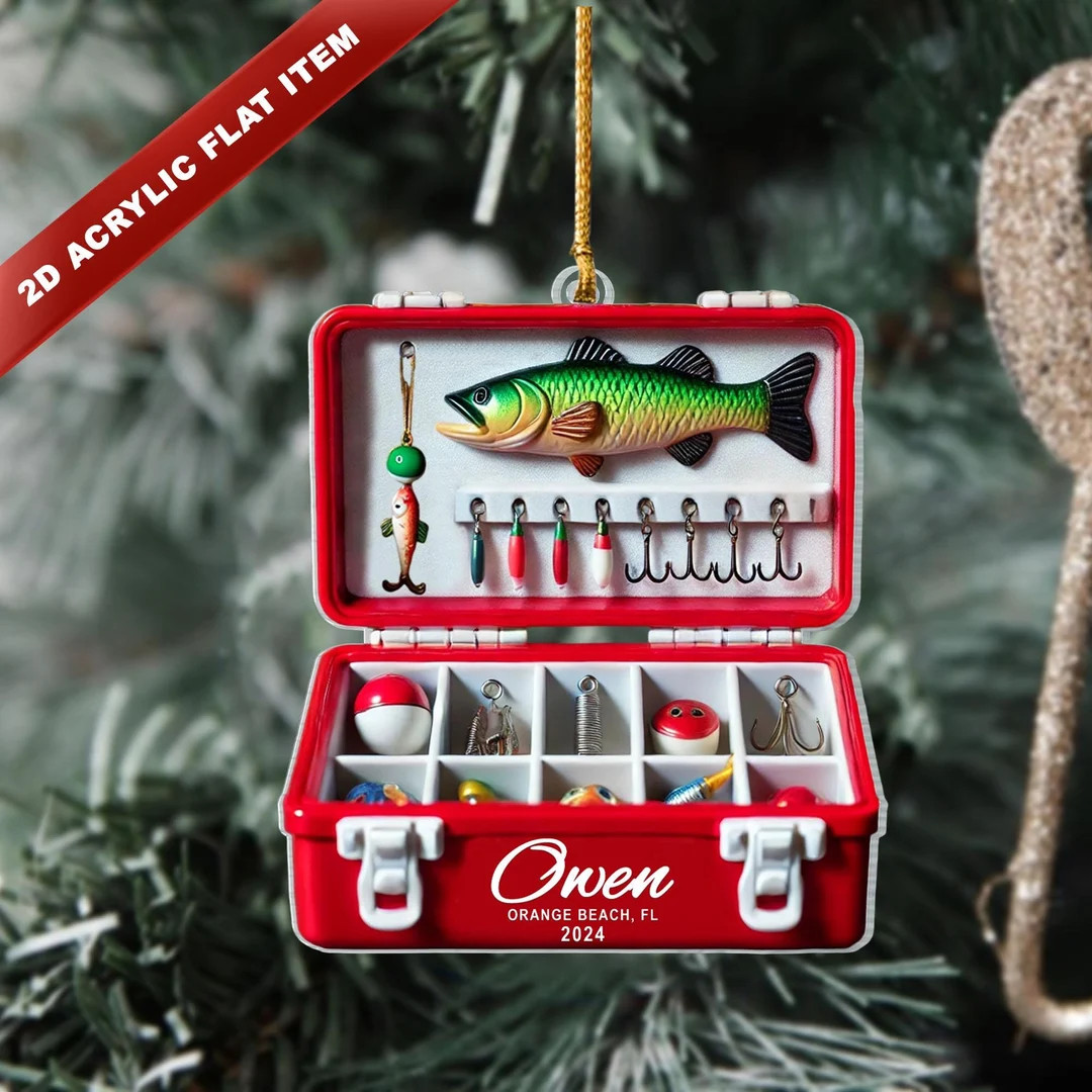 Personalized Fishing Tackle Box 2D Flat Ornament, Fisherman Ornament, Dad Fishing Ornament, Custo... | Etsy (US)