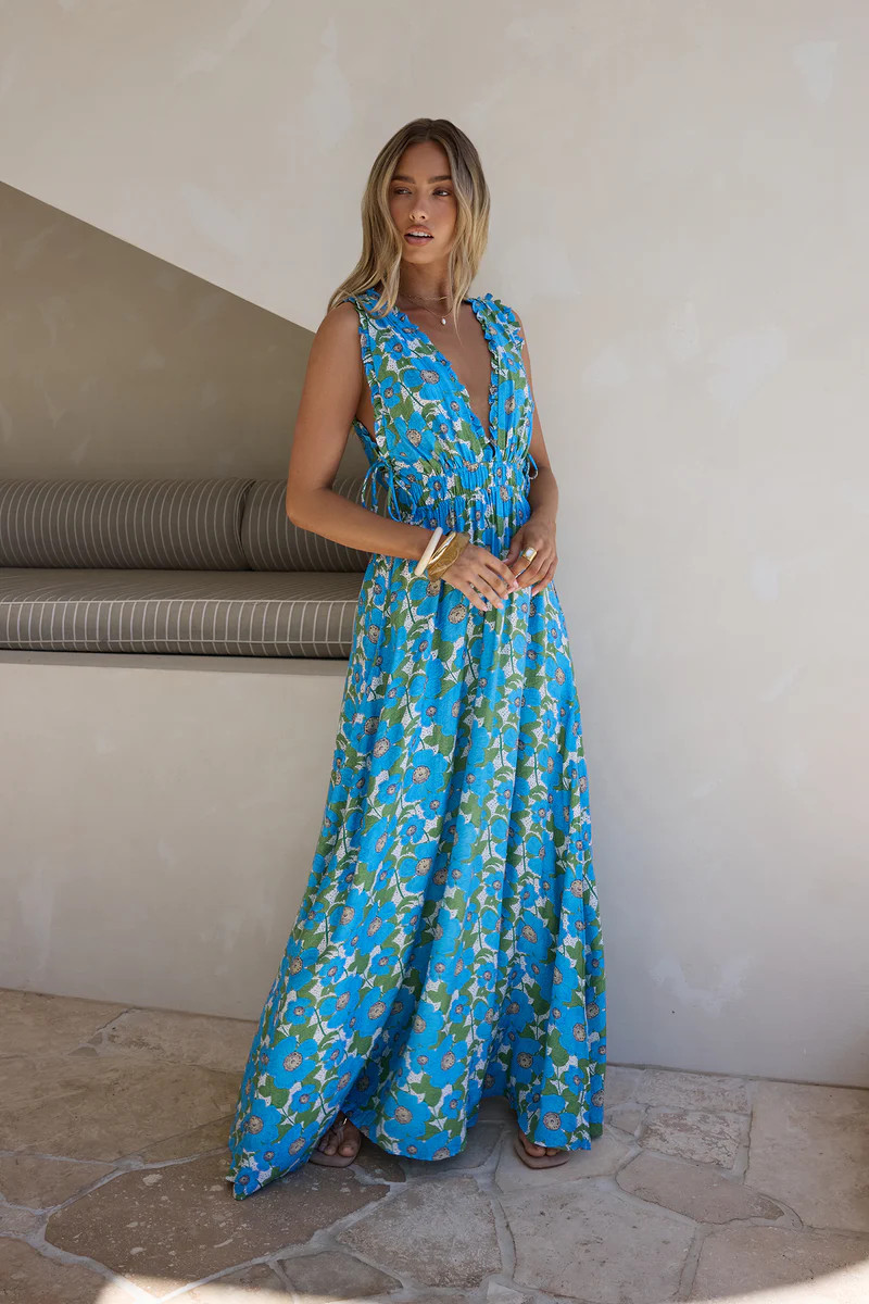 Sunny Allure Maxi Dress Blue | Fortunate One