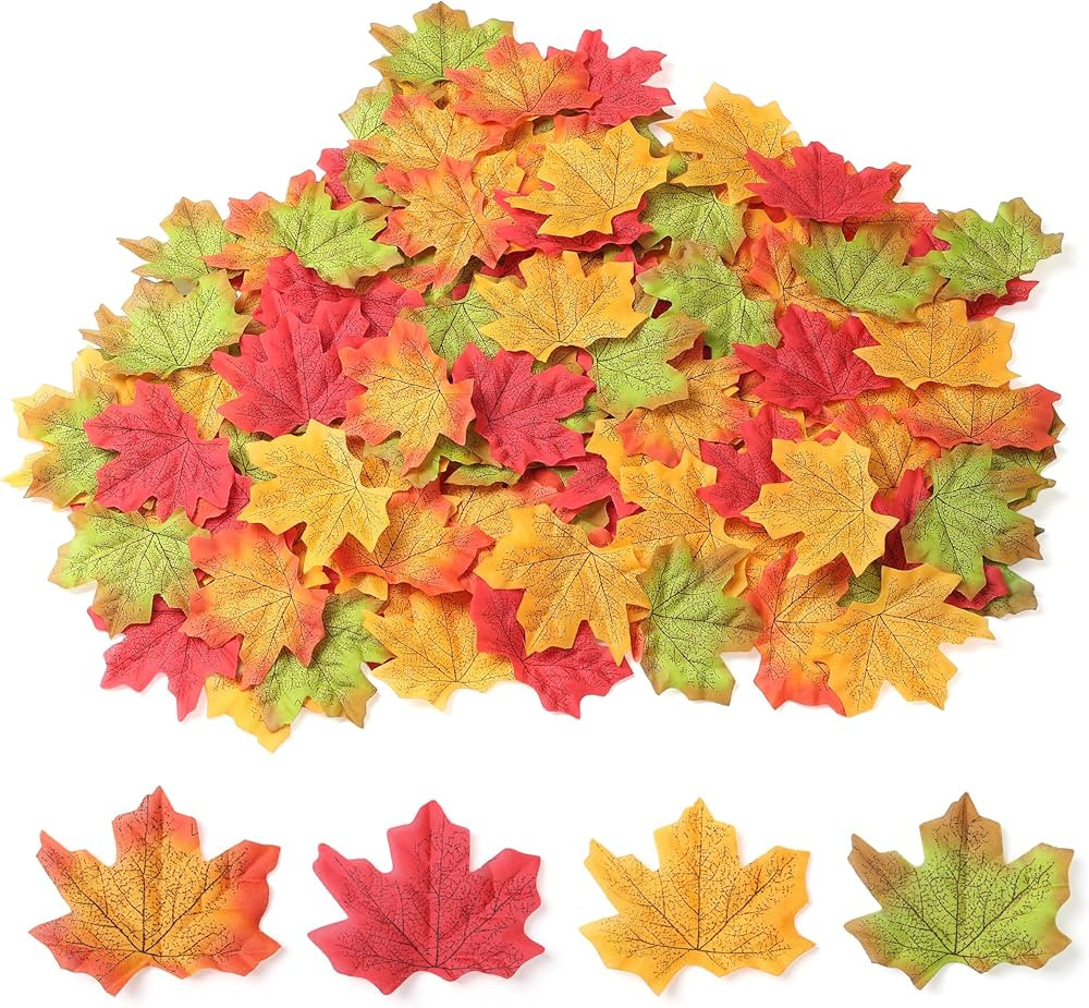 SITUMEIZI 400PC Fake Fall Leaves Artificial Autumn Maple Leaf Fall Decor for Wedding Party Thanks... | Amazon (US)