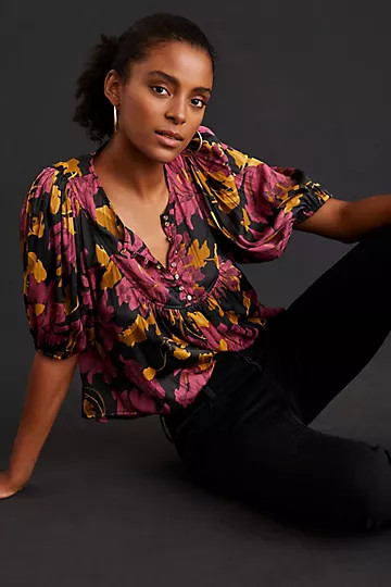 By Anthropologie Drapey Henley Pullover | Anthropologie (US)