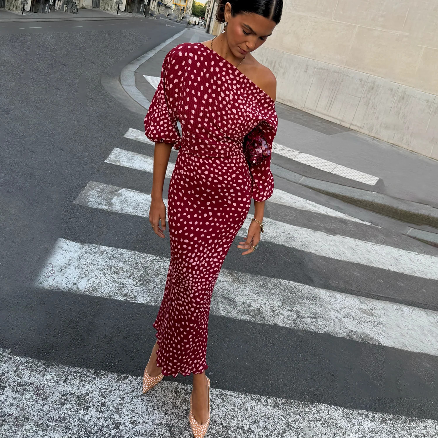 Burgundy Deer Tilly Dress | Never Fully Dressed (UK & IE)