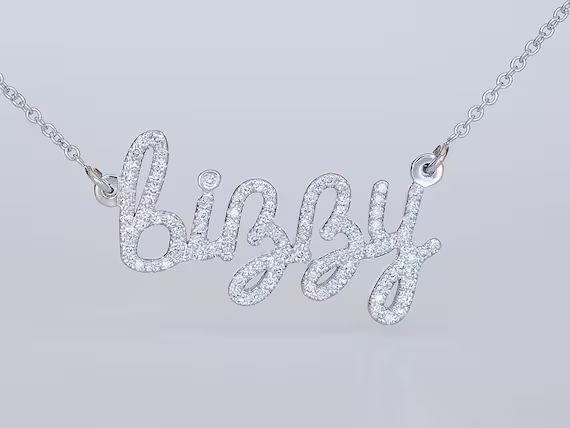 Custom Name Necklace, Custom Diamond Necklace, Personalized Gold Name Necklace, 14K Name Pendant,... | Etsy (US)