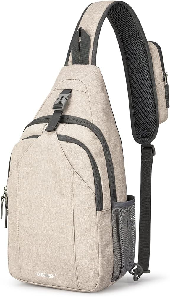 G4Free Sling Bag RFID Blocking Sling Backpack Crossbody Chest Bag Daypack for Hiking Travel(Ivory... | Amazon (US)