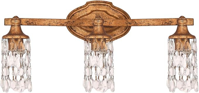 Capital Lighting 8523AG-CR Blakely 3-Light Vanity Fixture, Antique Gold Finish with Clear Crystal... | Amazon (US)