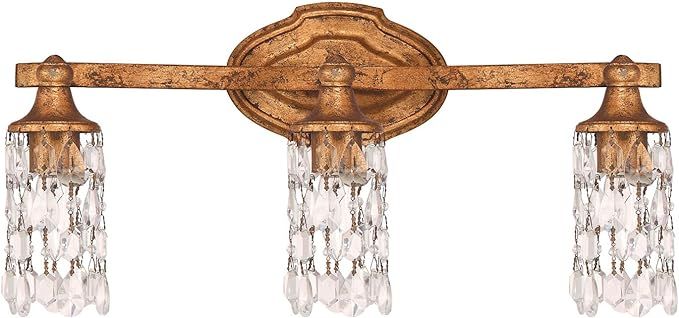 Capital Lighting 8523AG-CR Blakely 3-Light Vanity Fixture, Antique Gold Finish with Clear Crystal... | Amazon (US)