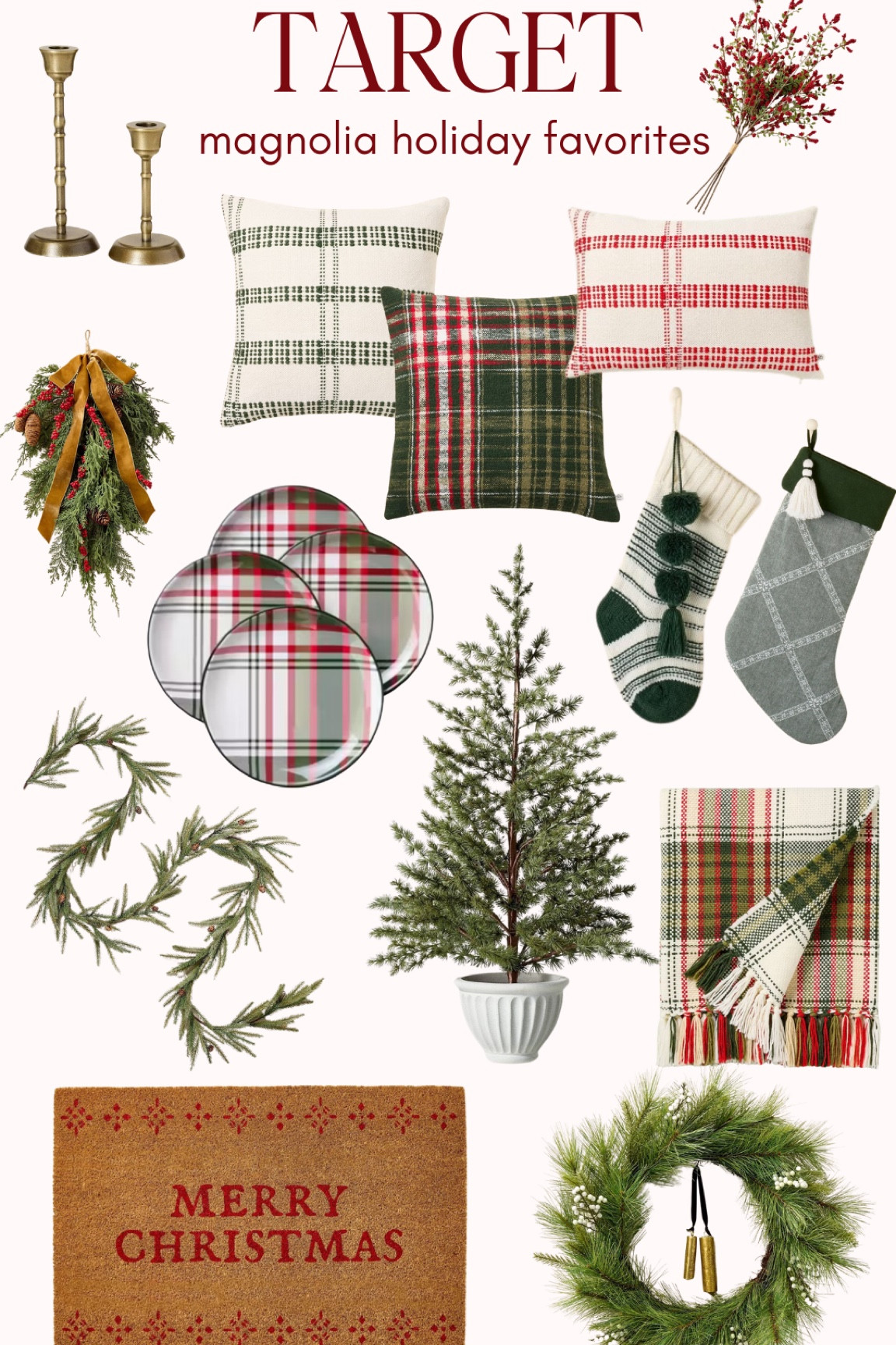 Target magnolia home Christmas decorations! Home decor for Christmas! Holiday home finds. Stockings, plaid blanket, Christmas plates, garland, Christmas pillows .

#LTKHoliday #LTKHome