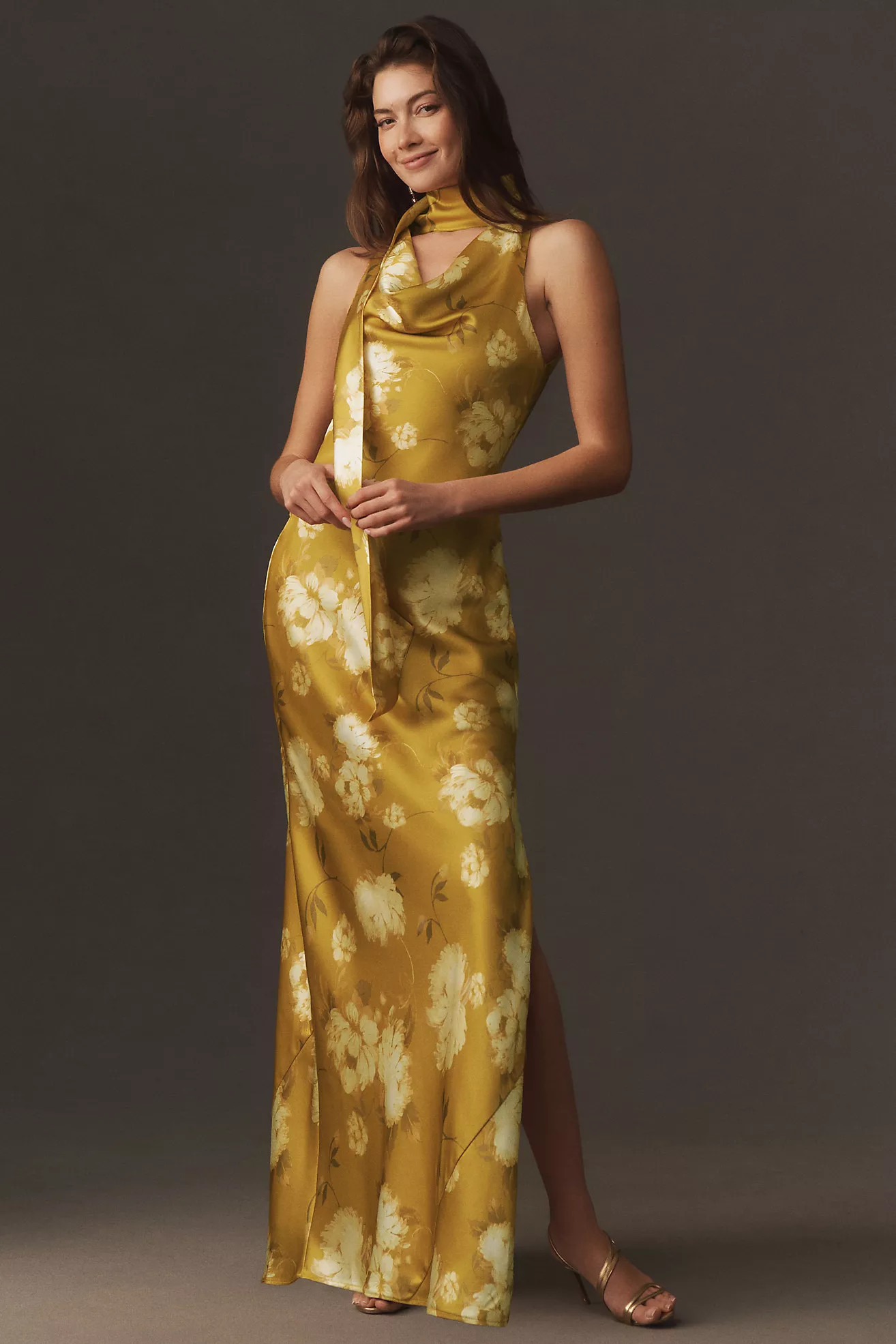 BHLDN Satin Cowled Scarf-Neck Maxi Dress | Anthropologie (US)