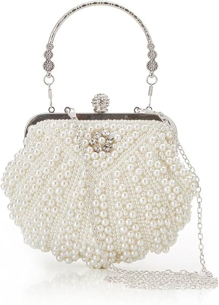 BABEYOND Women's Pearl Clutch Purse - Bucket Beaded Bridal Evening Bag with Inner Bag for Party Wedding | Amazon (US)