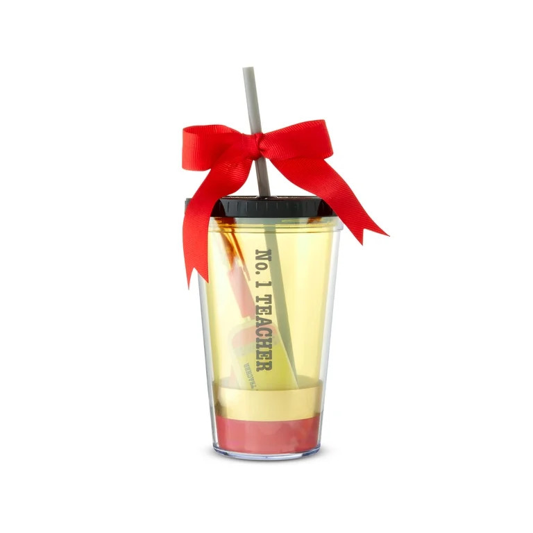 Valentine's Day Yellow Tumbler with Lid & Straw Gift Set, No. 1 Teacher, 18 oz, by Way To Celebra... | Walmart (US)