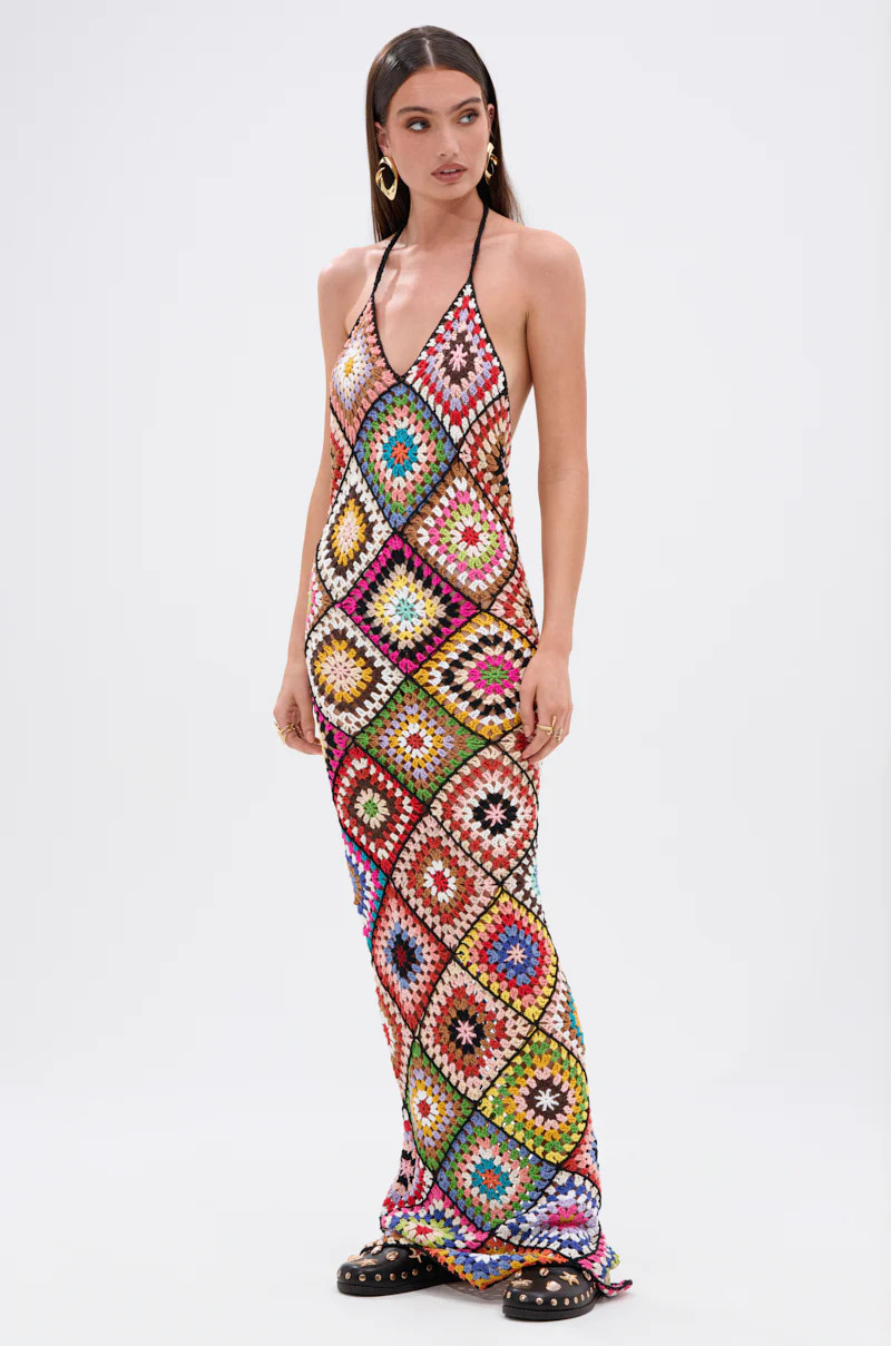 AKIRA Dont Let Me Go Crochet Maxi Dress | Size Large | AKIRA