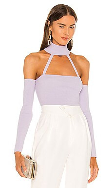 Michael Costello x REVOLVE Araceli Knit Bodysuit in Light Lavender from Revolve.com | Revolve Clothing (Global)