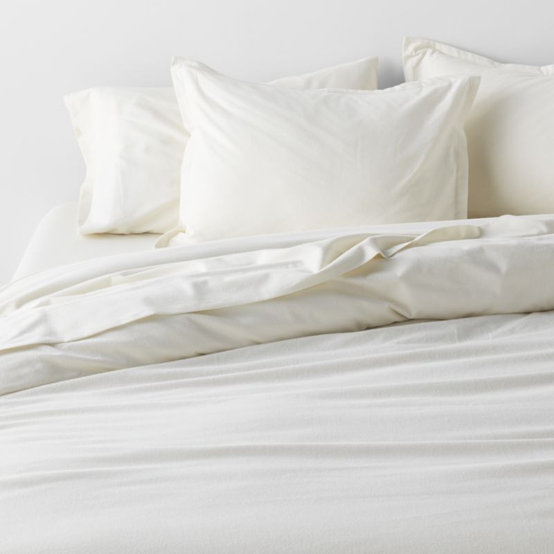 Cozysoft Organic Flannel Arctic Ivory Full/Queen Duvet Cover + Reviews | Crate & Barrel | Crate & Barrel