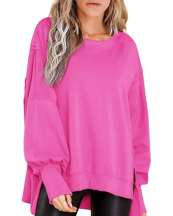 BWQ Womens Oversized Sweatshirt Crewneck Long Sleeve Shirts Pullover Sweatshirts S-2XL | Amazon (US)