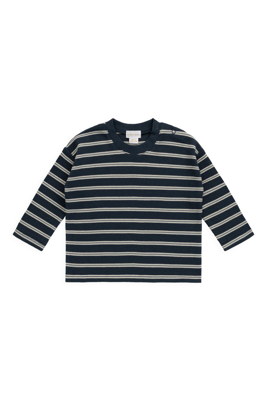 Organic Cotton Waffle Leith Long Sleeve Top - Dreamer Stripe Captain | Jamie Kay