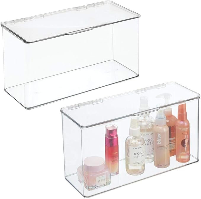 mDesign Makeup Stackable Storage Organizer Box for Bathroom Vanity, Countertops, Drawers - Holds ... | Amazon (US)