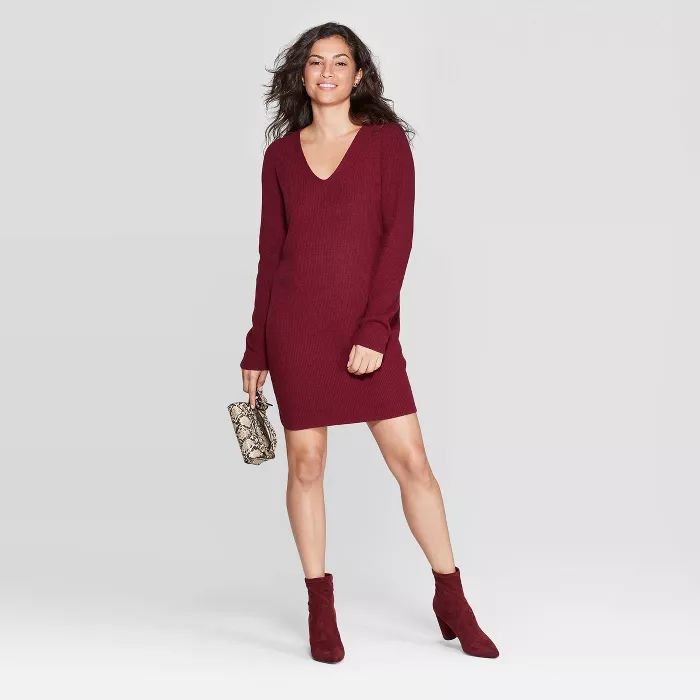 Women's Long Sleeve V-Neck Sweater Dress - A New Day™ | Target