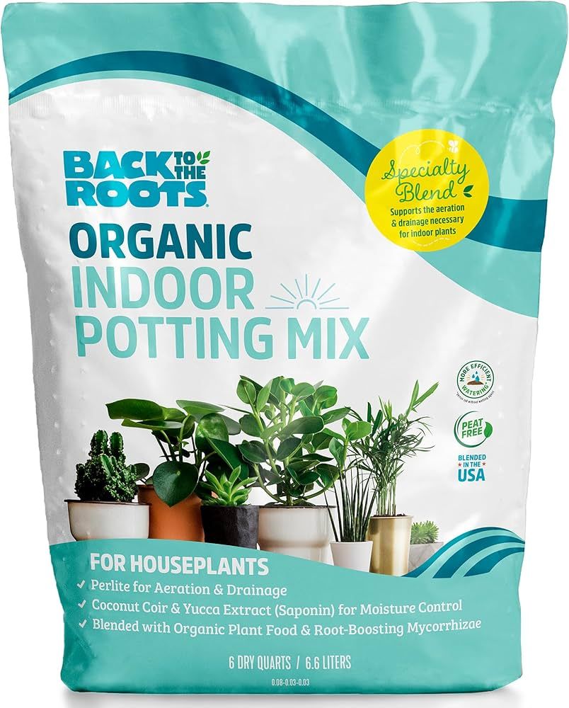 Back to the Roots 100% Organic Indoor Potting Mix (6 Quart) Promotes Healthy Houseplant Growth Ma... | Amazon (US)