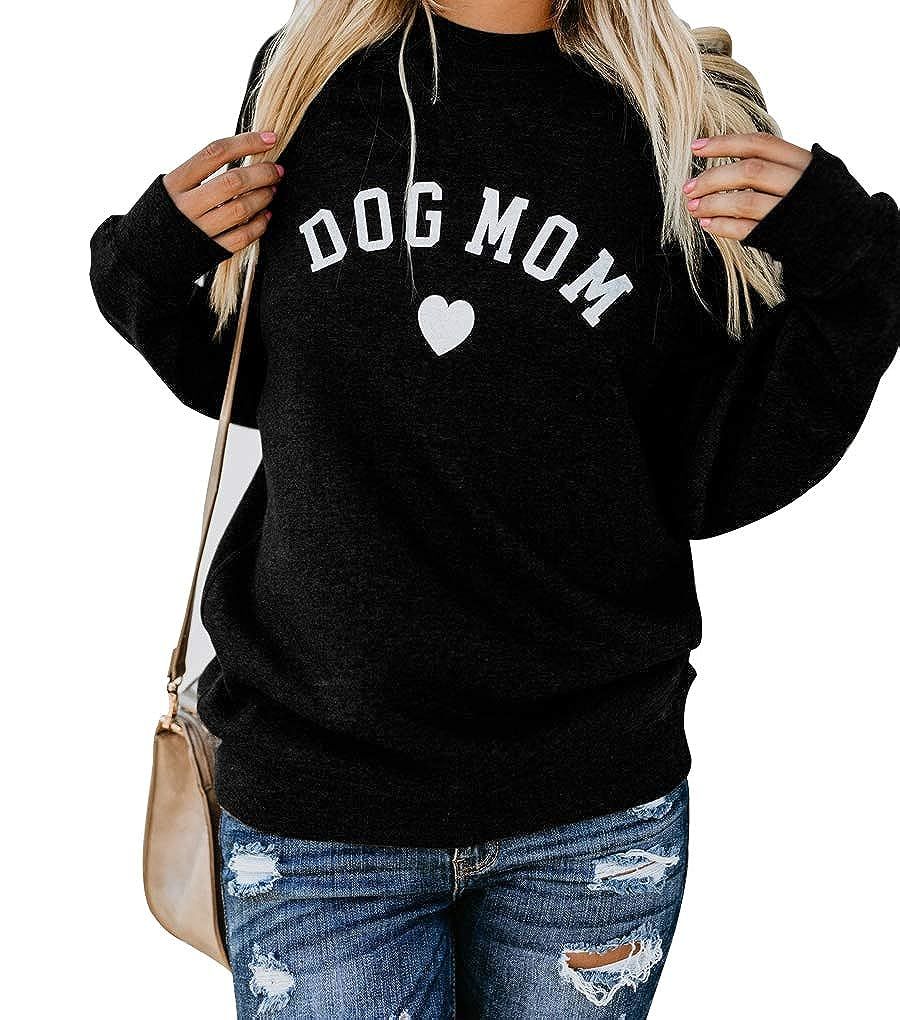 Heymiss Womens Tops Cat Dog Mom Shirts Long Sleeve Crewneck Graphic Tees | Amazon (US)