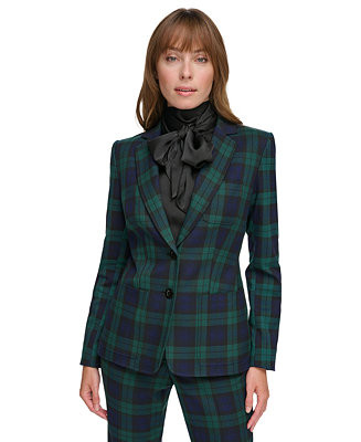 Tommy Hilfiger Women's Plaid Two-Button Blazer - Macy's | Macy's