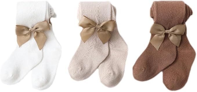 Baby Toddler Girl's Tights 3/4/5 Pack Cable Knit Leggings Little Girls Seamless Stockings Bows Co... | Amazon (US)