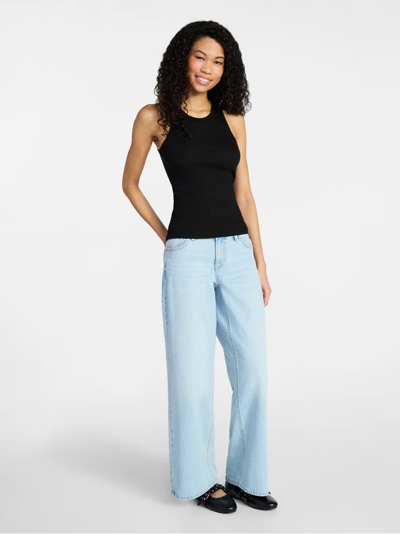 No Boundaries Ribbed High Neck Tank Top, Women's XXS-XXL | Walmart (US)