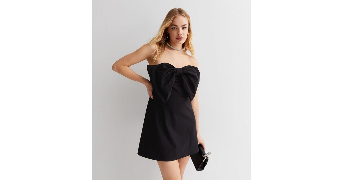 Black Strapless Statement Bow Front Mini Dress
						
						Add to Saved Items
						Remove from ... | New Look (UK)