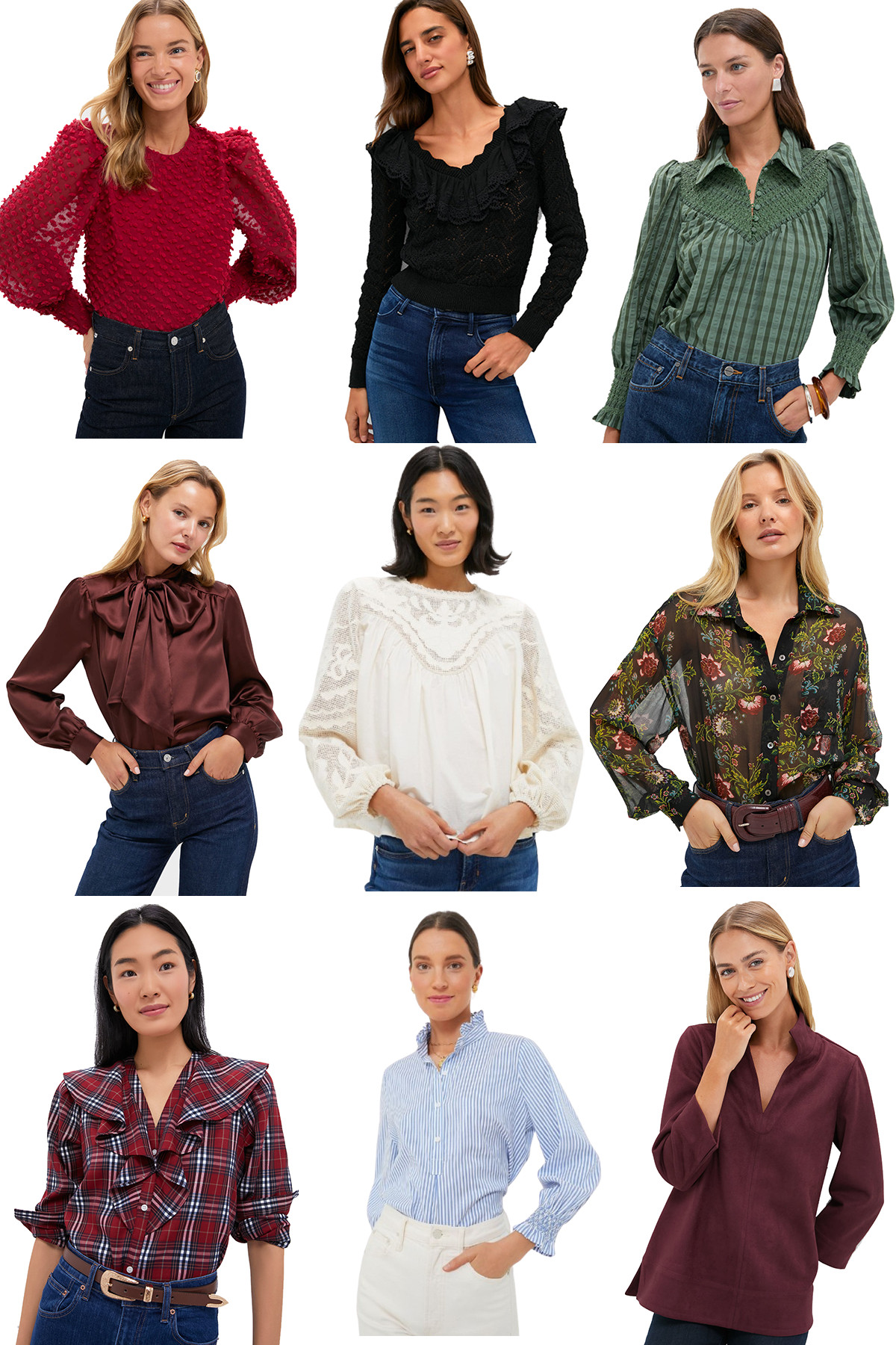 On the days I have to go into the office, my typical outfit formula is usually as follows: a nice blouse, dark jeans or black pants, and a cute pair of earrings. In fact, back in the days of 5-days-a-week in the office, you would’ve been embarrassed by how much of my closet was dedicated to this formula. But for me, it works for a reason — blouses can be tucked in or left out depending on the vibe, they are easy to wear and comfortable, and they make any outfit look dressy enough for the office.

Tuckernuck has a ton of cute work blouses under $200 (I know, I know, this budget can be steep but the quality of them will last for years). Here are some of my favorites to get you through the fall and winter season, as well as a few ways to style them. 

 #LTKFindsUnder100 #LTKStyleTip #LTKWorkwear