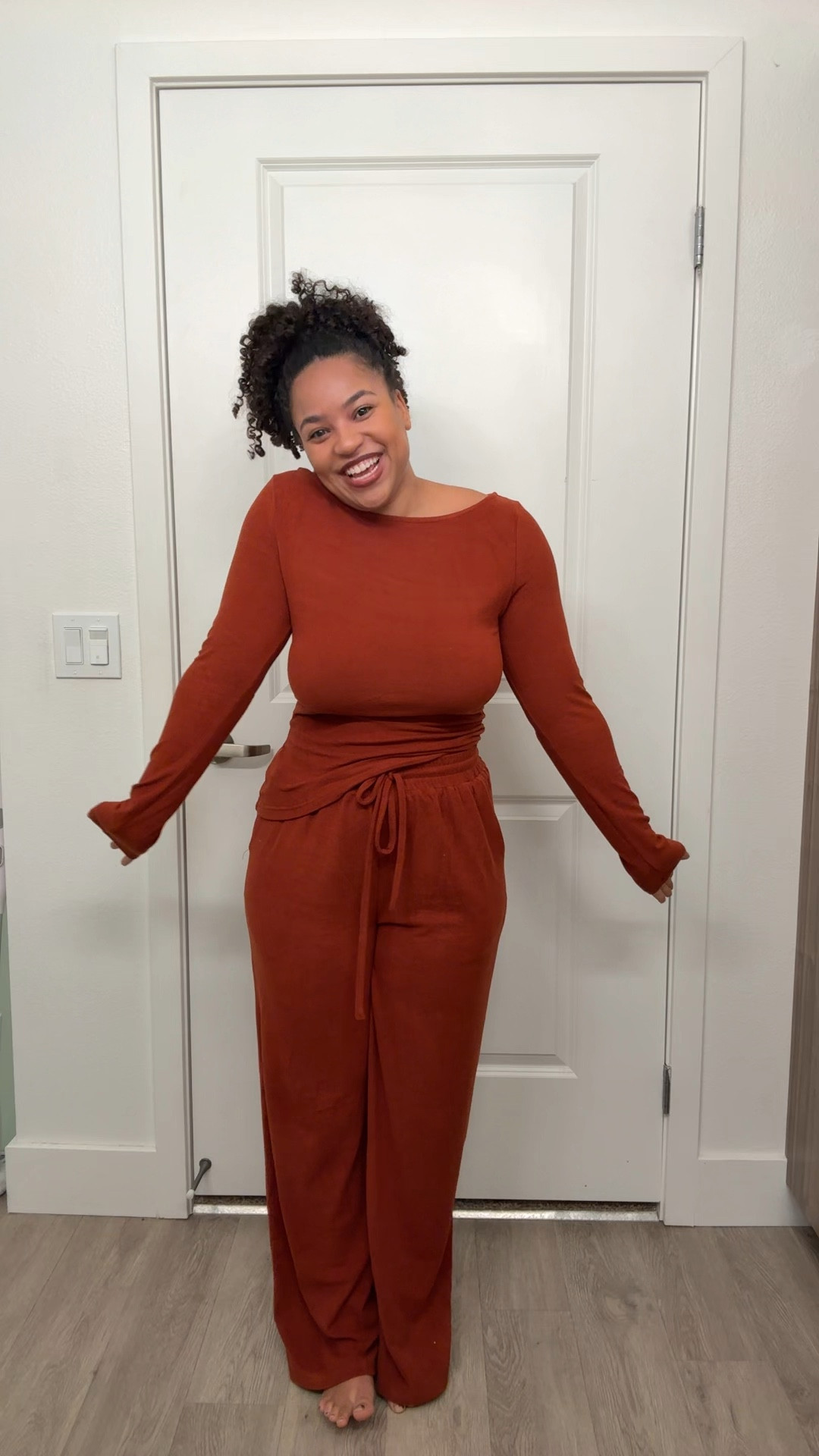 The comfiest loungewear in the cutest burnt orange color🥹! Wearing a size medium! 

longsleeve lounge wear
elevated loungewear 

#LTKSeasonal #LTKFindsUnder50 #LTKStyleTip