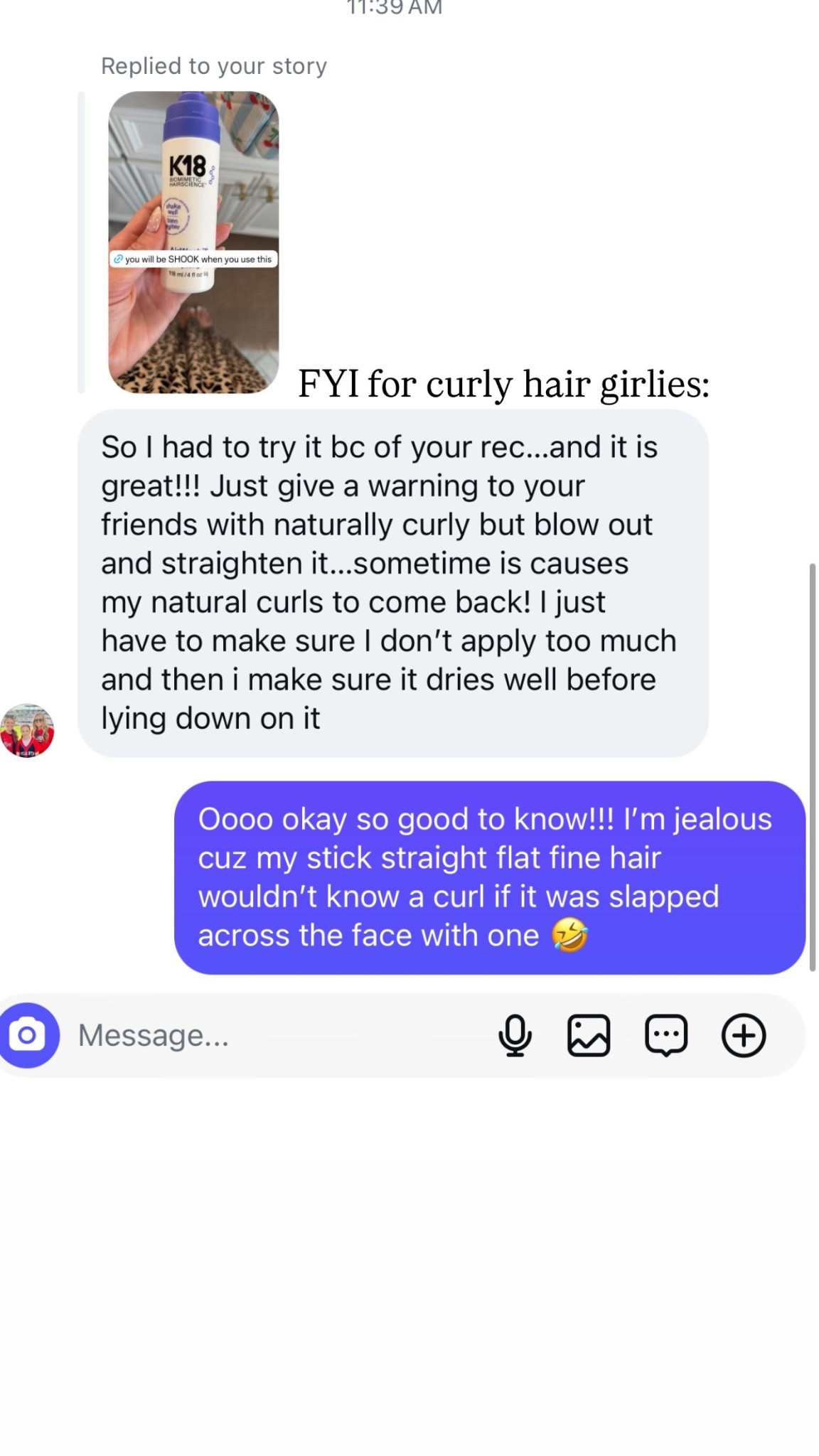 FYI for curly hair girlies: