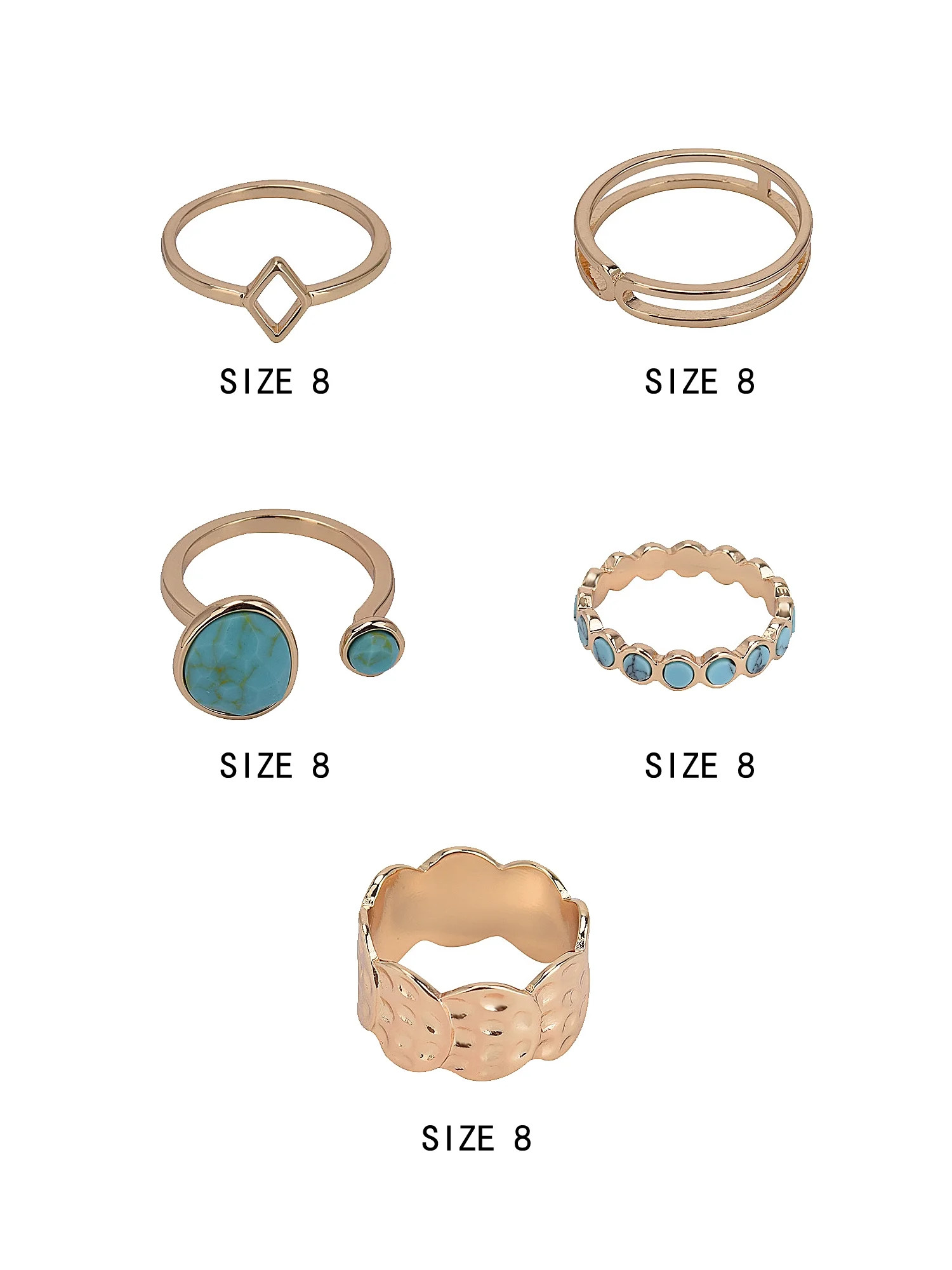 The Pioneer Woman - Women's Jewelry, Gold-tone Semi-precious and Textured Metal Ring Set | Walmart (US)