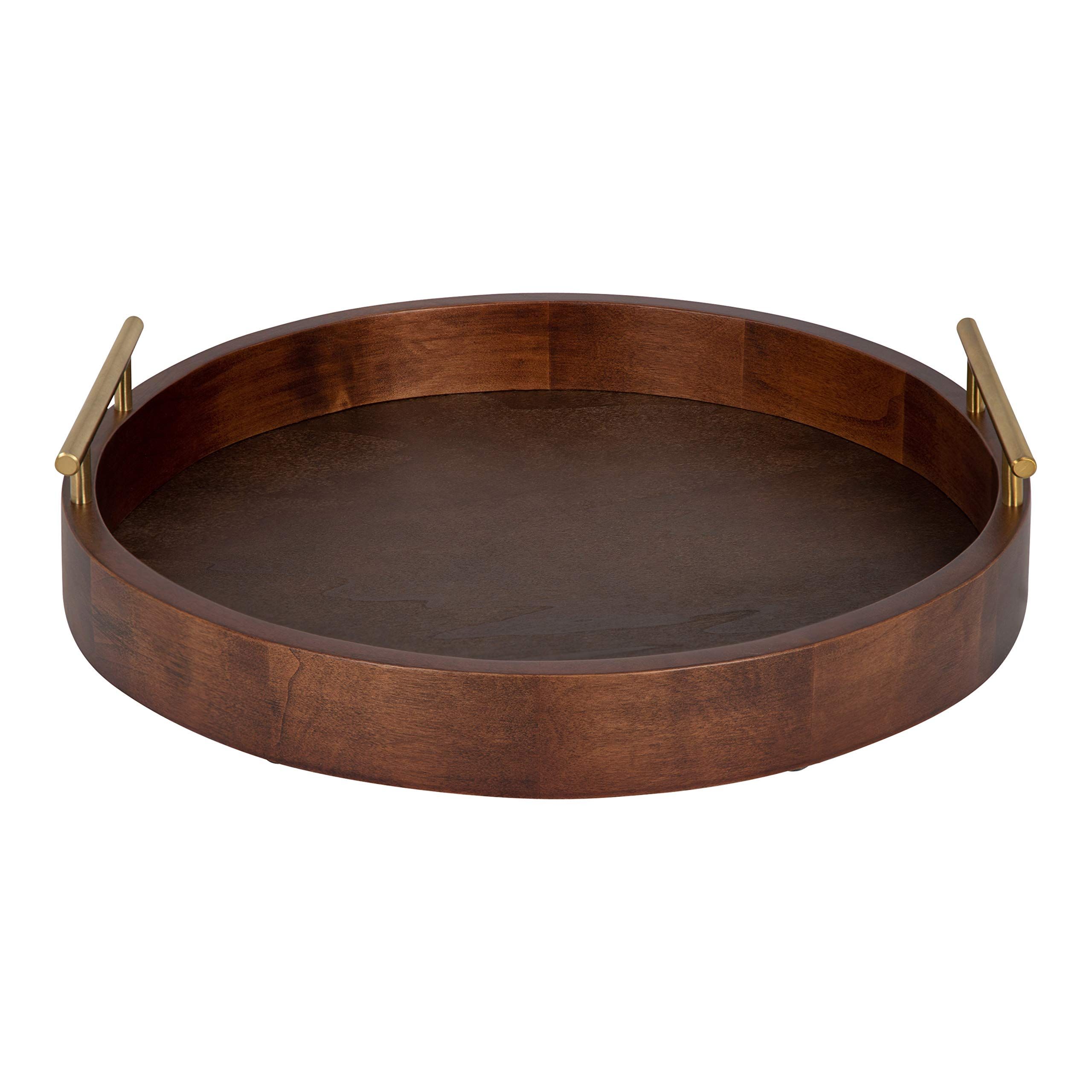 Amazon.com: Kate and Laurel Lipton Mid-Century Modern Round Wooden Tray, 15.5" Diameter, Dark Wal... | Amazon (US)