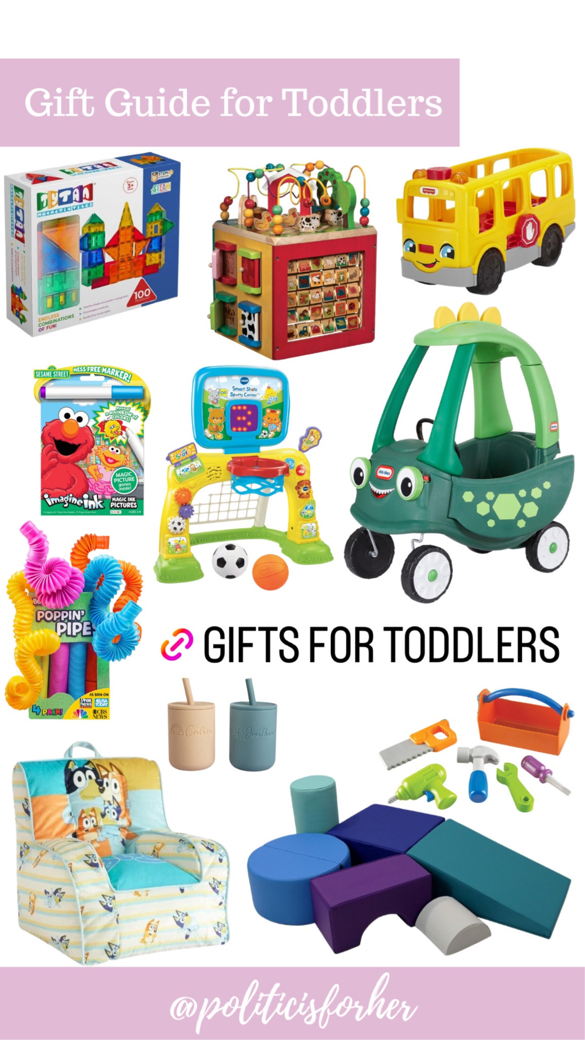 2023 gift guide for toddlers! Lots of great fun and educational gifts for toddlers age 2-4! Gifts for two year old girl, gifts for two year old boy, gifts for three year old girl, gifts for three year old boy, gifts for four year old girl, gifts for four year old boy 

#LTKbaby #LTKGiftGuide #LTKkids