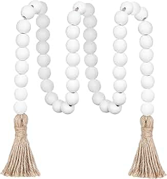 Meplait 39in Wood Bead Garland Farmhouse with Tassels,Versatile Prayer Beads Boho Chic Wall Hangi... | Amazon (US)