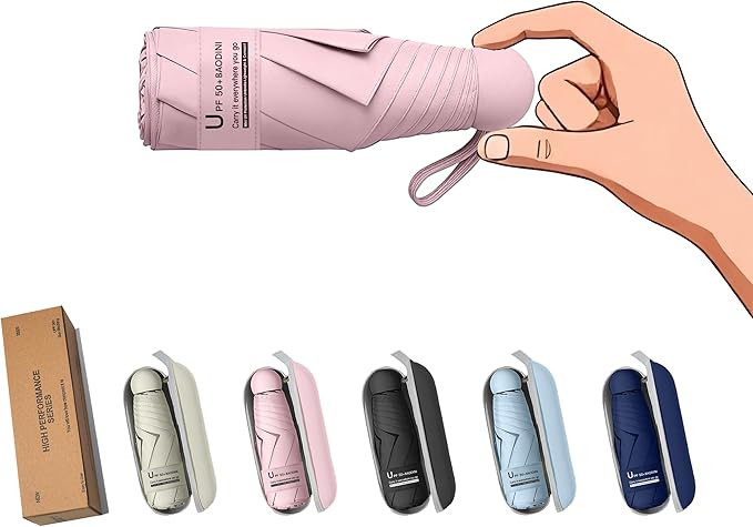 BAODINI Travel Mini Umbrella for Purse With Case Small Compact UV Sun Protection Sun Lightweight ... | Amazon (US)