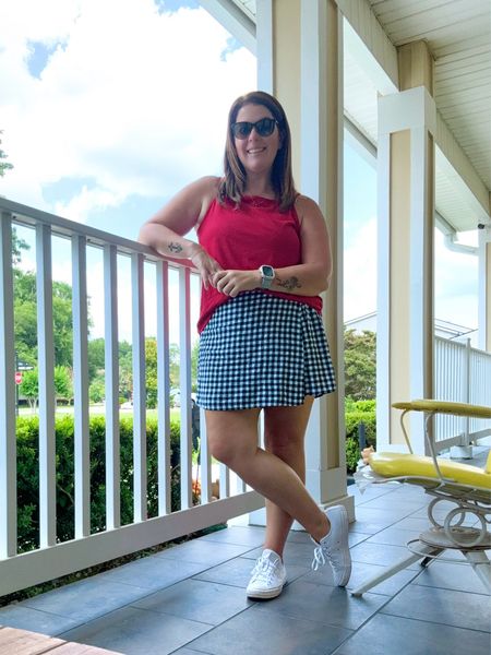 The cutest ♥️🤍💙 look for a Memorial Day OOTD! This look would also be cute for the 4th of July and Labor Day! The full look is from Old Navy and they are on sale! The skort runs TTS, is linen and is on sale for $23.99. The tank runs TTS, comes in a lot of color options and is on sale for $4.99! You could have this whole look for under $30! 

#LTKStyleTip #LTKSaleAlert #LTKMidsize