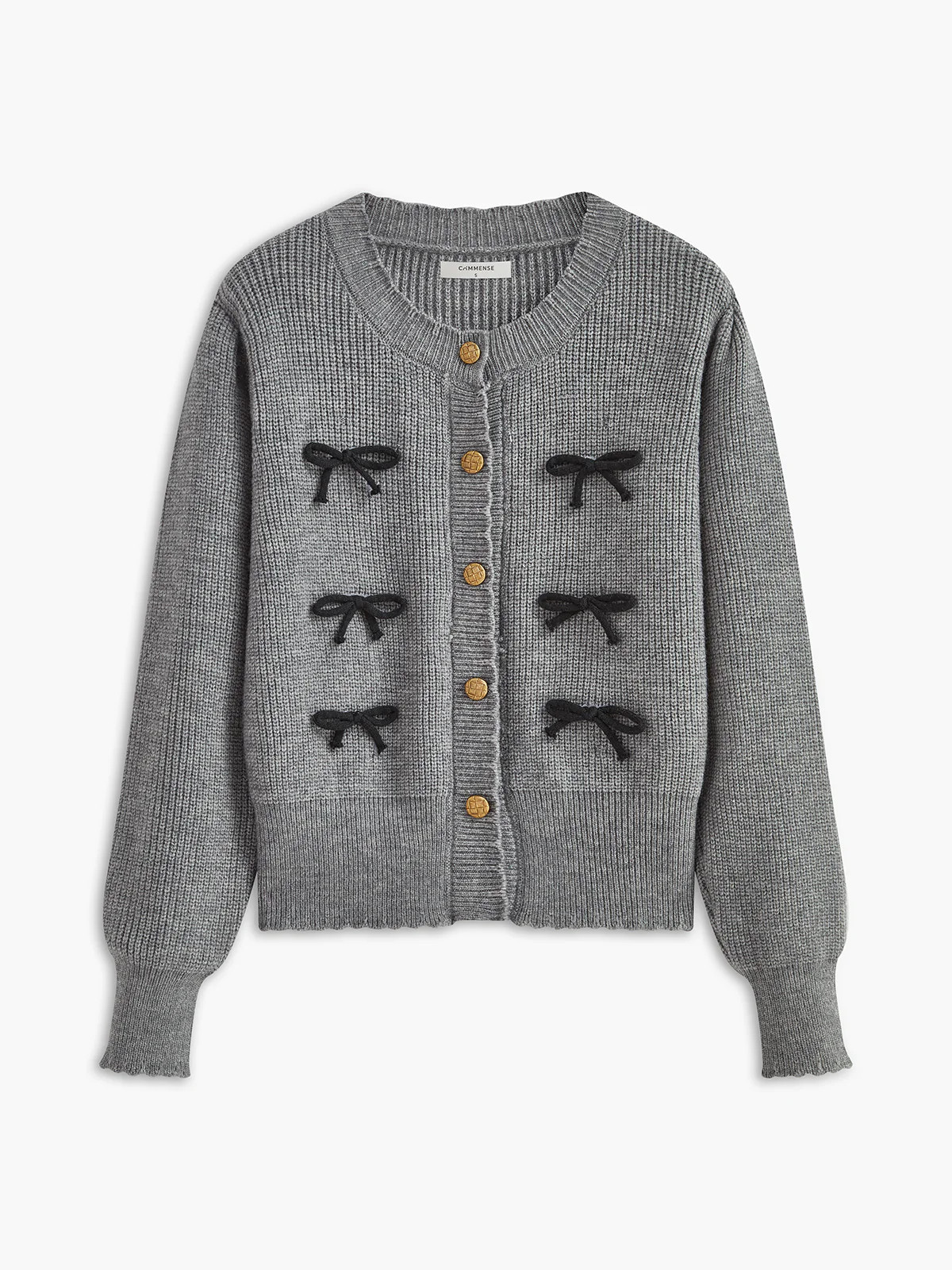 Wave Trim Button Bow Cardigan | Commense