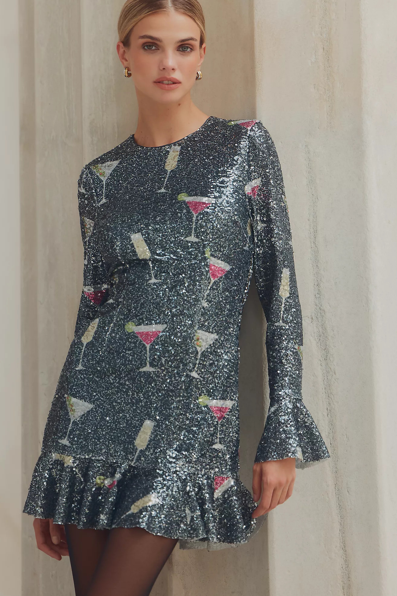 Saylor Brioni Long-Sleeve Crew-Neck Mini Dress | Anthropologie (US)