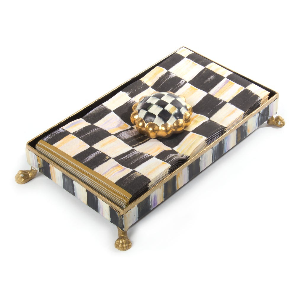 Courtly Check Guest Towel Holder Set - Gold | MacKenzie-Childs