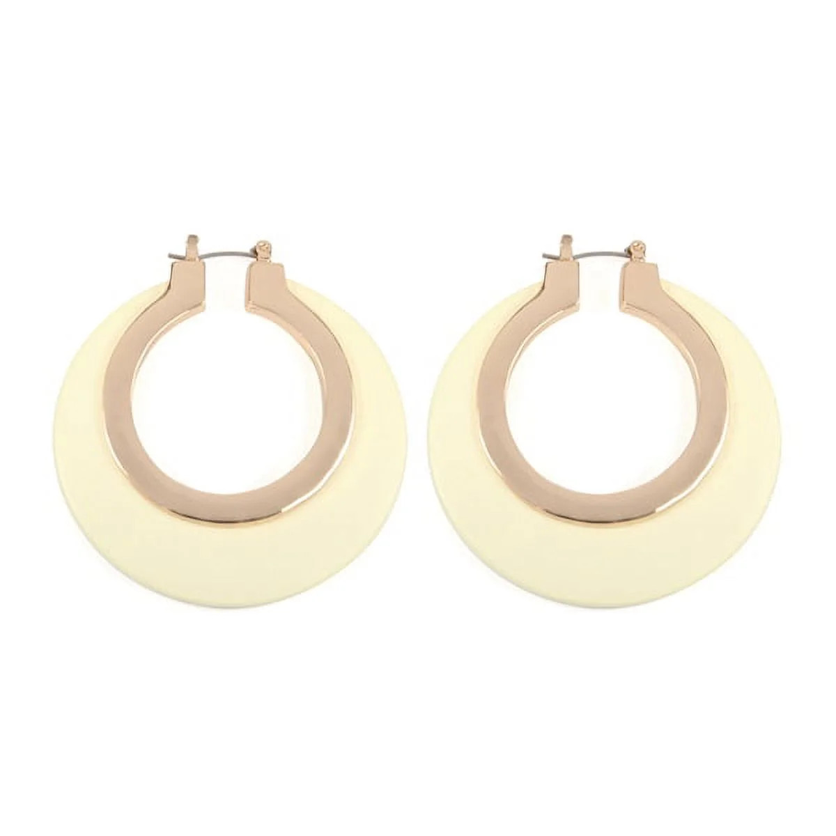 Riah Fashion Wood in Metal Hinge Hoop Earrings | Walmart (US)