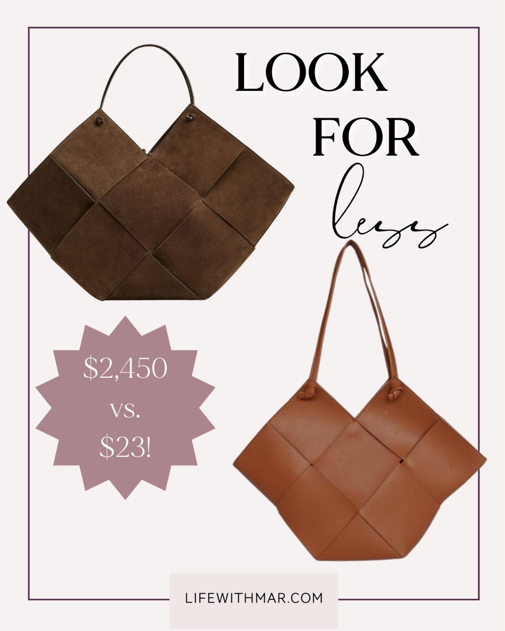 Designer dupes, designer look for less, save vs splurge, Walmart finds, bottega Veneta, designer handbags, purses, 

#LTKunder100 #LTKitbag #LTKsalealert
