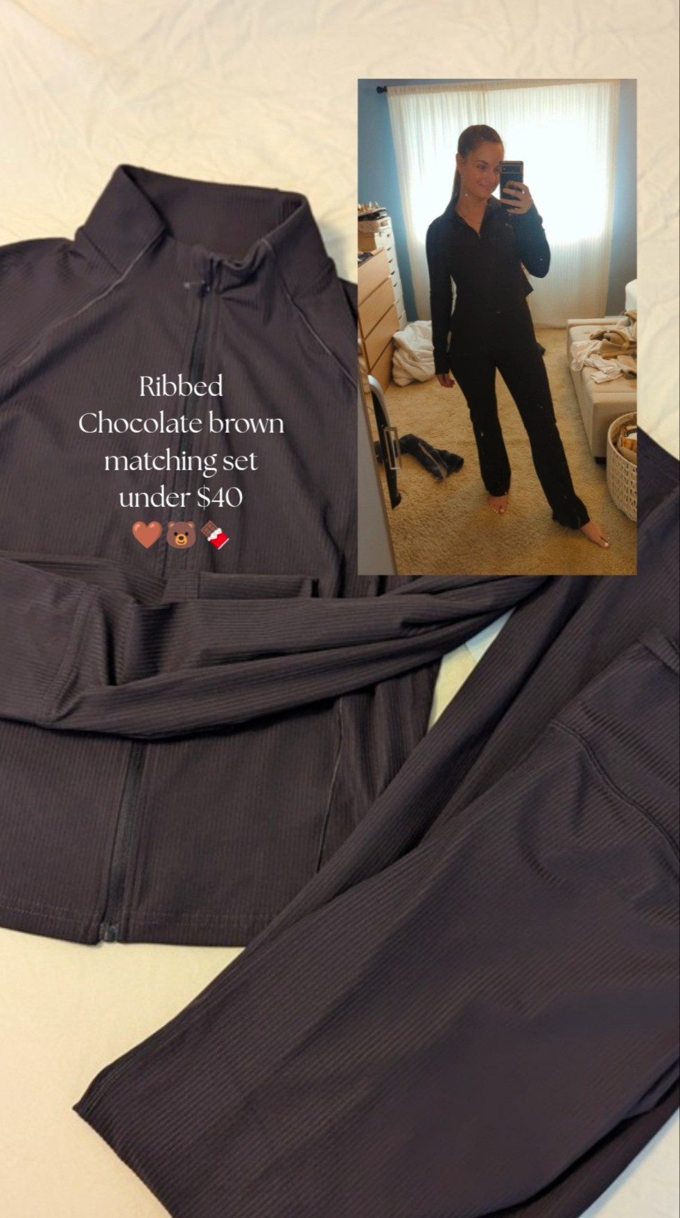 I found th cutest chocolate brown matching set from Walmart! Both pieces under $40 and so comfortable and flattering! True to size. I am medium in both 

#LTKActive #LTKMidsize #LTKFindsUnder50