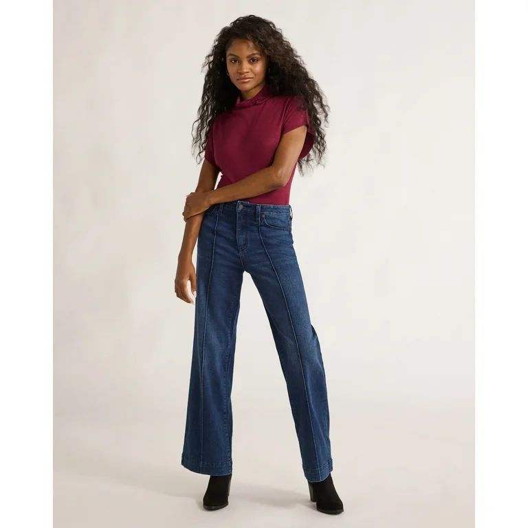 Time and Tru Women's High Rise Wide Leg Jeans, 31" Inseam, Sizes 2-20 | Walmart (US)