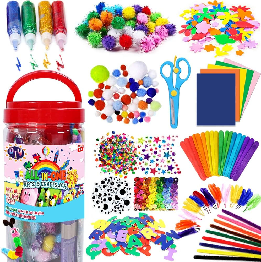 FUNZBO Arts and Crafts Supplies for Kids - Craft Kits for Kids with Construction Paper & Craft To... | Amazon (US)