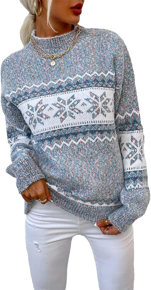 JUNBOON Women’s Casual Leopard Print Knitted Pullover Sweaters Long Sleeve Crew Neck Jumper Top... | Amazon (US)