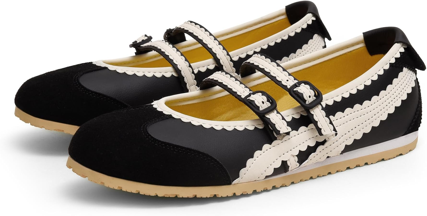 Adolilove Ballet Sneakers for Women Mary Jane Flats Walking Shoes Slip On with Elastic Straps wit... | Amazon (US)